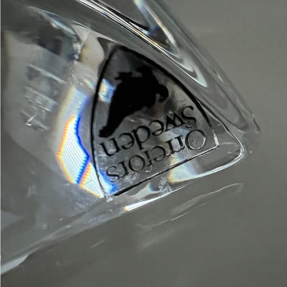 Orrefors Crystal Sweden Teardrop Candle Holder Martti Rytkonen Signed w Sticker - Picture 7 of 10